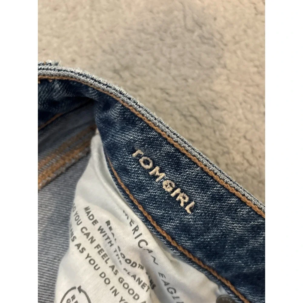 American Eagle Jeans Womens 0 Regular Blue Tomgirl Relaxed Straight Leg Denim